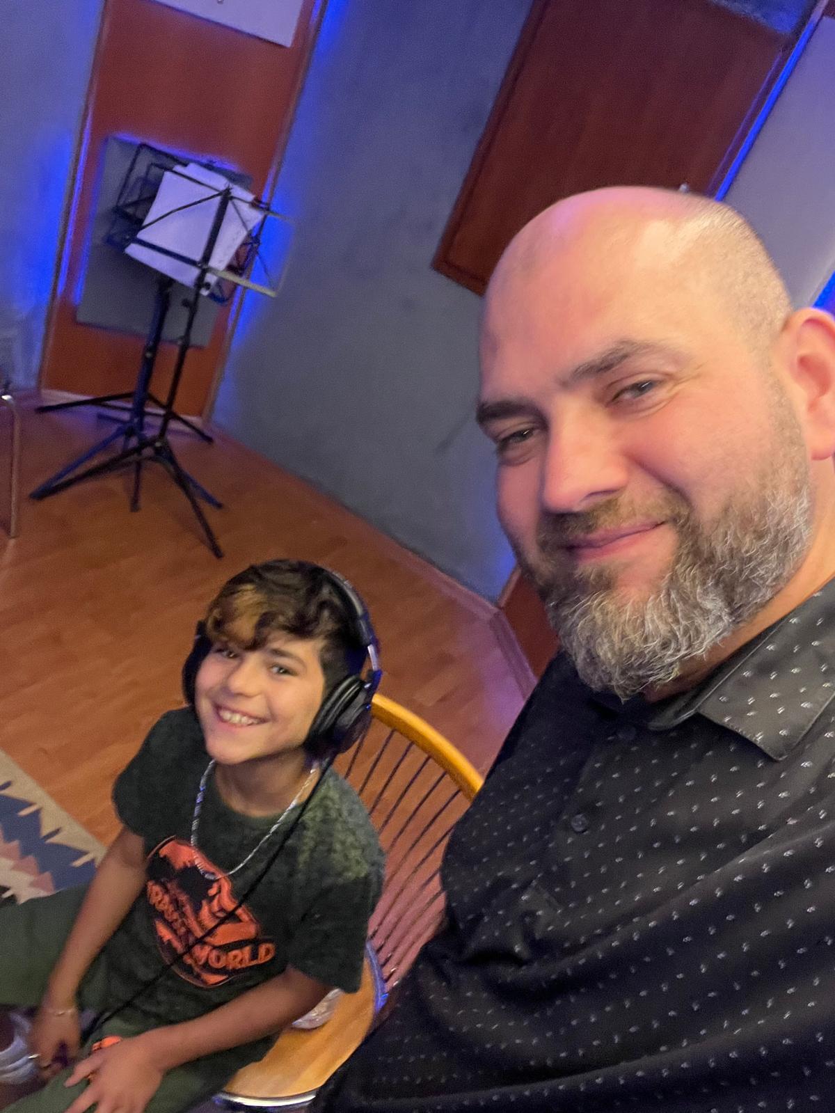Abdullah-Ghabayen-Mentoring-Young-Artist AMG Pro Media Group founder Abdullah Ghabayen mentoring emerging young artist Rayan Ghabayen in the recording studio.